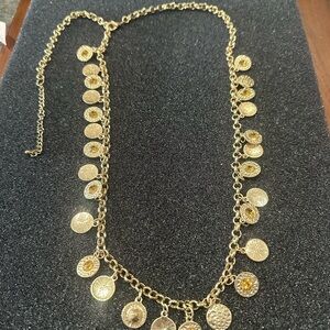 Gold Tone Disc Charm Necklace - Women Jewelry